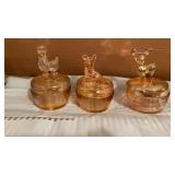VINTAGE IRIDESCENT 3 POWDER DISHES