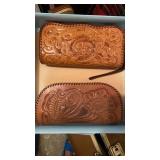 2 VINTAGE LEATHER CLUTCH PURSES