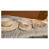 4 PIECE SET OF FIREKING FLORAL DISHES- SUGAR BOWL
