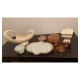 ASSORTMENT  OF VINTAGE VASE, TRAY, CUP, PINK