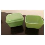 2  JADEITE REFRIGERATOR CONTAINERS - 1 HAS LID