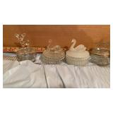 4  VINTAGE JEANETTE POWDER DISHES WITH ANIMALS ON
