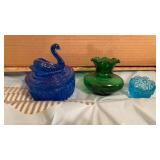 BLUE SWAN JEANETTE VINTAGE POWDER DISH- GREEN