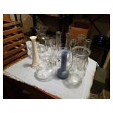 FLOWER VASES AND A CRATE