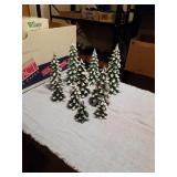 3 SETS OF RESIN VILLAGE WINTERGREEN PINES,