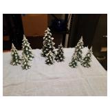 3 SETS OF RESIN VILLAGE WINTERGREEN PINES