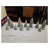 4 SETS OF RESIN VILLAGE WINTERGREEN PINES