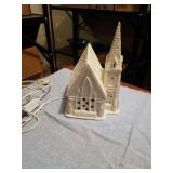 PORCELAIN GOOD SHEPHERD CHURCH,  LIGHTED