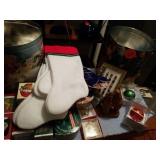 MISCELLANOUS CHRISTMAS DECORATIONS AND TINS