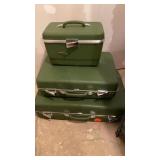 3 PIECE FORECAST GREEN VINTAGE LUGGAGE SET