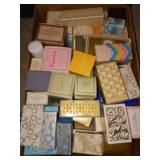 BOX OF AVON BOTTLES, SOME EMPTY, BOXED
