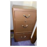 METAL FILE CABINET WITH 3 DRAWERS - 1 SMALLER ONE
