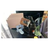 VINTAGE METAL PAPERS HOLDER, BOOK ENDS AND 2