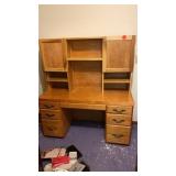 LIGHT WOOD - 2 PIECE DESK  54 BY 60 IN