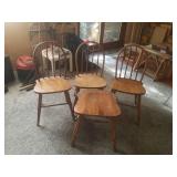 3 VINTAGE WOOD CHAIRS AND A BROKEN ONE