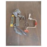 HAND DRILL, LEVELS, MISC TOOLS
