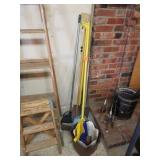 BROOMS, SPADE, DUST PAN AND BUCKET