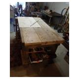 32" X 60"X 31" WORKING TABLE, ITEMS ON THE BOTTOM