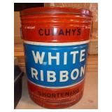 WHITE RIBBON SHORTENING METAL TIN