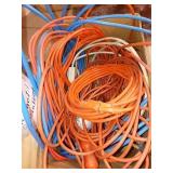 BOX OF 4 EXTENSION CORDS, VARIOUS SIZES