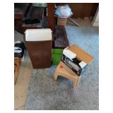 TRASH CANS, STEP STOOL, PAPER SHREDDER