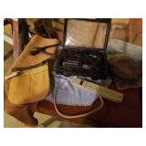 SOLDER IRON, PIECE OF LEATHER AND TOOL,