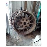 TWO 42" VINTAGE STEEL TRACTOR WHEELS, FIT F-20?