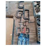 C CLAMPS AND 9 PIECE HOLLOW PUNCH SET