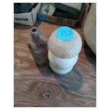 VINTAGE BROWN BOTTLE AND LIGHT COVER AND