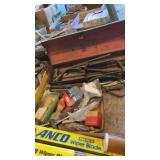 TOOL BOX WITH TIRE WRENCHES, CHAIN SAW CHAINS