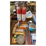 2 FIRE EXTINGUISHERS - SAND PAPER AND MISC