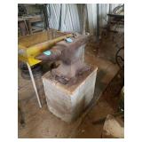 VERY NICE LARGE ANVIL ON A CEMENT STAND, 27"L X