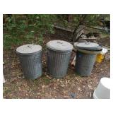 3 METAL TRASH CANS