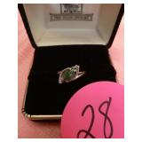 WOMENS GREEN STONE RING STAMPED 10K, UNTESTED