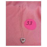 FAUX SILVER NECKLACE WITH HEART PENDANT