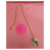 30" COSTUME JEWELRY NECKLACE AND HEART PENDANT