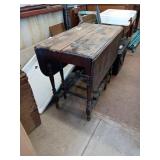 VINTAGE DARK WOOD DROP DOWN TABLE