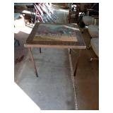 28" X 28" PRINT TOP WOOD FOLDABLE TABLE, NEEDS