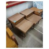 PAIR OF BROWN SIDE TABLES WITH DRAWERS
