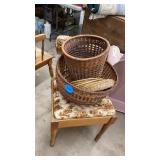 MID CENTURY LITTLE CHAIR PADDED AND WICKER