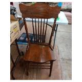 SINGLE WOOD CHAIR, NEEDS REPAIR
