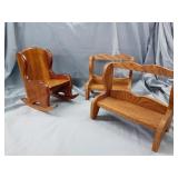 3 WOOD DOLL CHAIRS