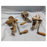 3 VINTAGE FOOD GRINDERS