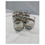6 GREY SMOKED GLASSES WITH SILVER BAND