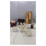 VINTAGE GLASS KNIFE FOR FRUIT , GOBLETS, FLORAL