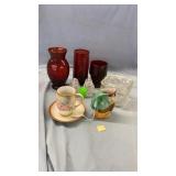 RED RUBY GLASSWARE, SALT/PEPPER, REFRIGERATOR