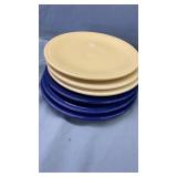6 BLUE AND CREME COLORED FIESTA PLATES