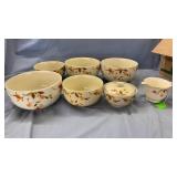 5 HALL BOWLS AND CREAMER/ SUGAR
