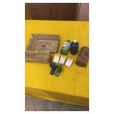 BOTTLES BOOT SHOT GLASSES WOOD BOX