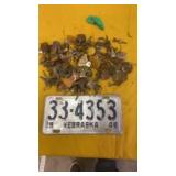 BOX OF KEYS AND 1948 PLATE